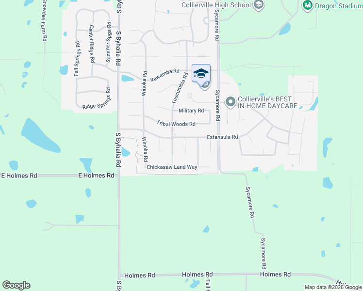 map of restaurants, bars, coffee shops, grocery stores, and more near 1343 Panola Cove in Collierville