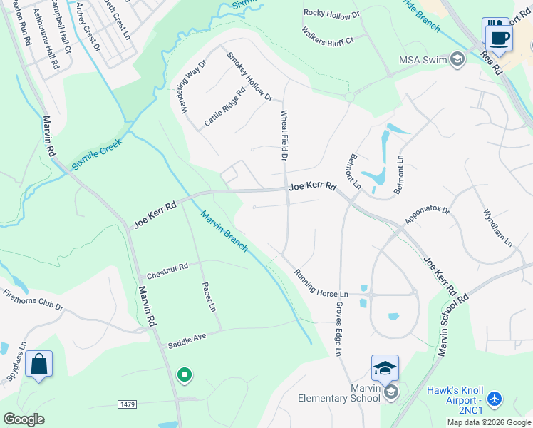 map of restaurants, bars, coffee shops, grocery stores, and more near 516 White Tail Terrace in Waxhaw