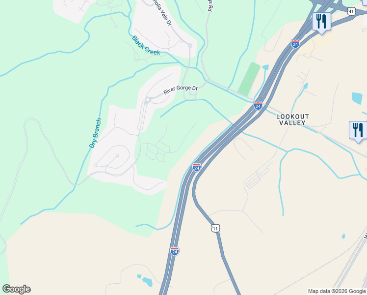 map of restaurants, bars, coffee shops, grocery stores, and more near 546 Alston Drive in Chattanooga