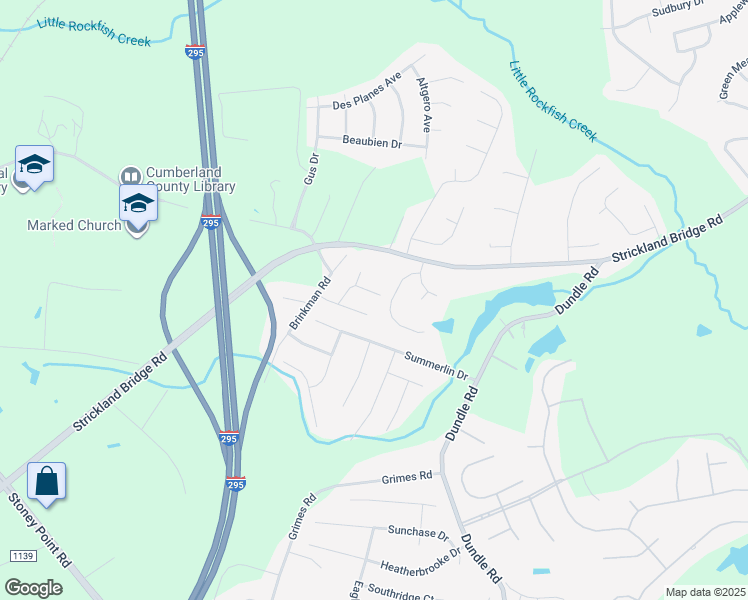 map of restaurants, bars, coffee shops, grocery stores, and more near 6933 Jubilee Drive in Fayetteville