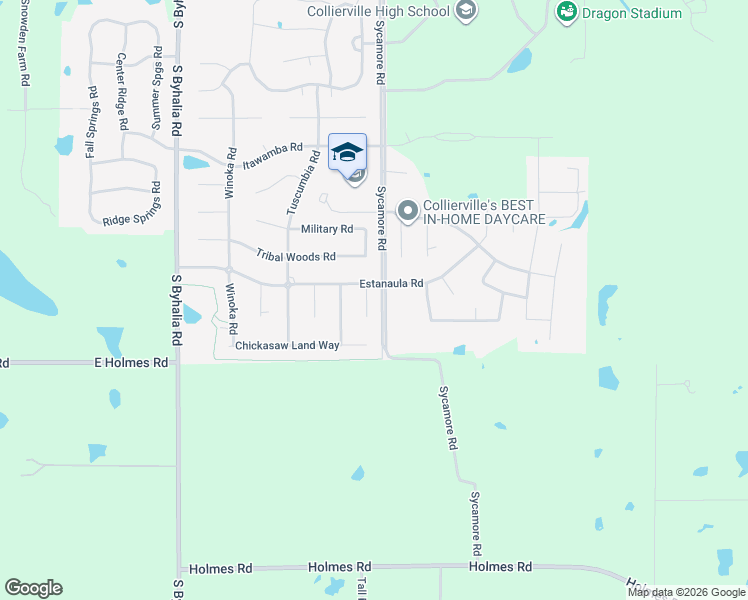 map of restaurants, bars, coffee shops, grocery stores, and more near 1344 Heyonka Cove in Collierville