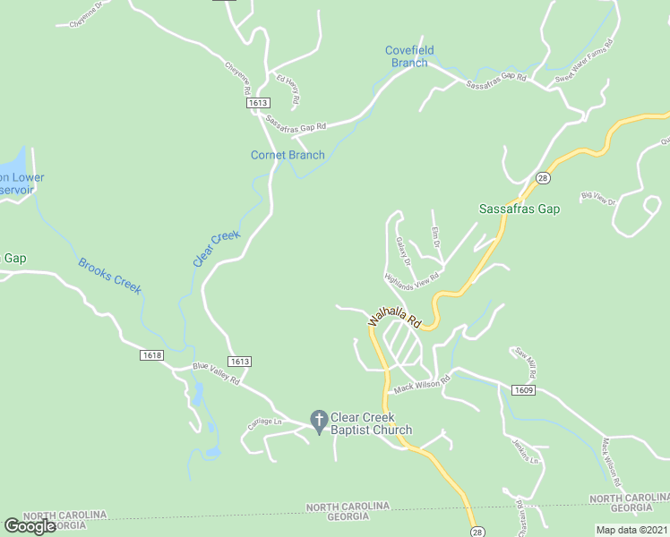 map of restaurants, bars, coffee shops, grocery stores, and more near 122 Highlands View Road in Highlands