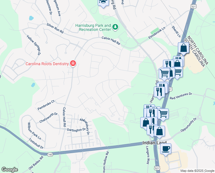 map of restaurants, bars, coffee shops, grocery stores, and more near 9133 Vecchio Drive in Indian Land