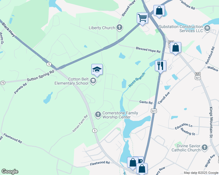 map of restaurants, bars, coffee shops, grocery stores, and more near 748 Gants Road in York