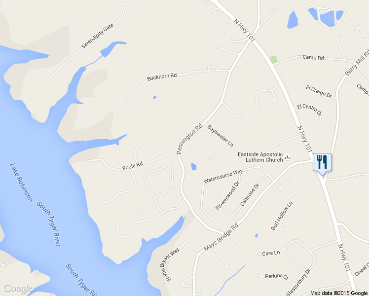 map of restaurants, bars, coffee shops, grocery stores, and more near 34 Arbolado Way in Greer