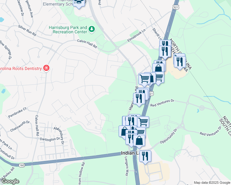 map of restaurants, bars, coffee shops, grocery stores, and more near 172 Greenshore Way in Indian Land