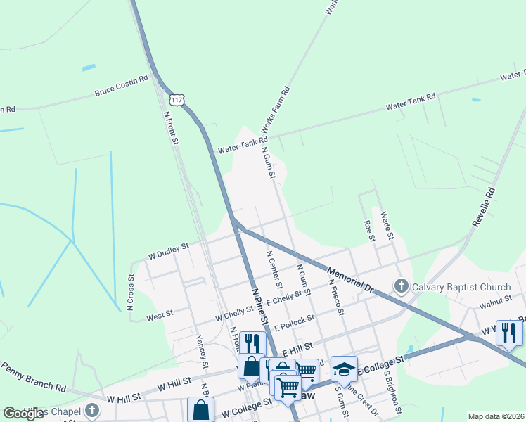 map of restaurants, bars, coffee shops, grocery stores, and more near 812 North Center Street in Warsaw