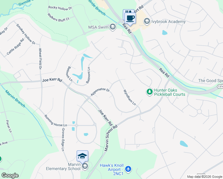 map of restaurants, bars, coffee shops, grocery stores, and more near 100 Stonehurst Lane in Waxhaw