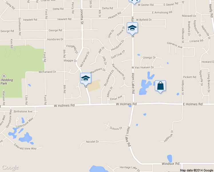 map of restaurants, bars, coffee shops, grocery stores, and more near 5120 Brushwood Drive in Memphis