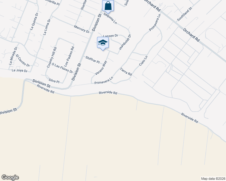 map of restaurants, bars, coffee shops, grocery stores, and more near 615-665 Riverside Road in Nipomo