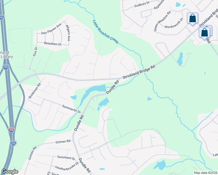 map of restaurants, bars, coffee shops, grocery stores, and more near 2406 Dundle Road in Fayetteville
