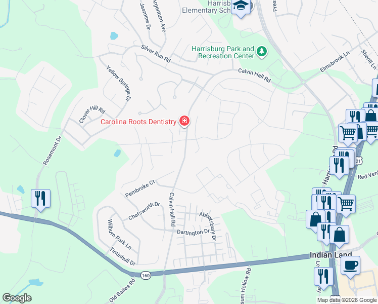 map of restaurants, bars, coffee shops, grocery stores, and more near 9848 Calvin Hall Road in Fort Mill