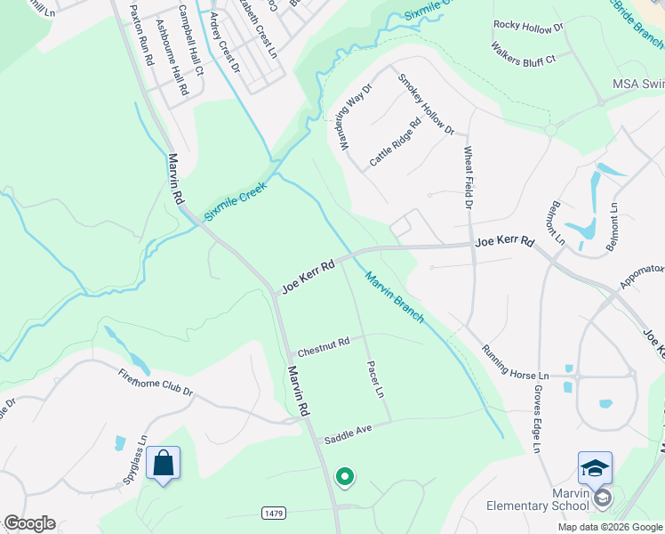 map of restaurants, bars, coffee shops, grocery stores, and more near 9801 Joe Kerr Road in Waxhaw