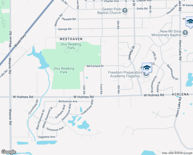 map of restaurants, bars, coffee shops, grocery stores, and more near 5119 Ford Road in Memphis