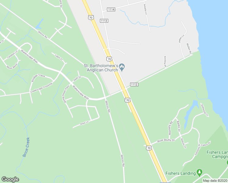 map of restaurants, bars, coffee shops, grocery stores, and more near 400 West Camp Kiro Road in New Bern