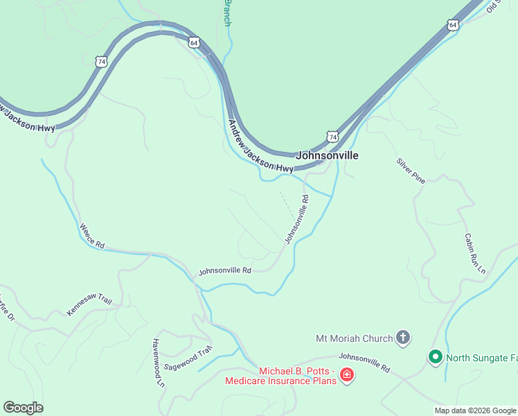 map of restaurants, bars, coffee shops, grocery stores, and more near 222 Moonlight Ridge in Murphy