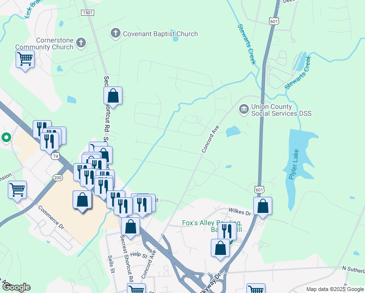 map of restaurants, bars, coffee shops, grocery stores, and more near 508 Hillsdale Drive in Monroe