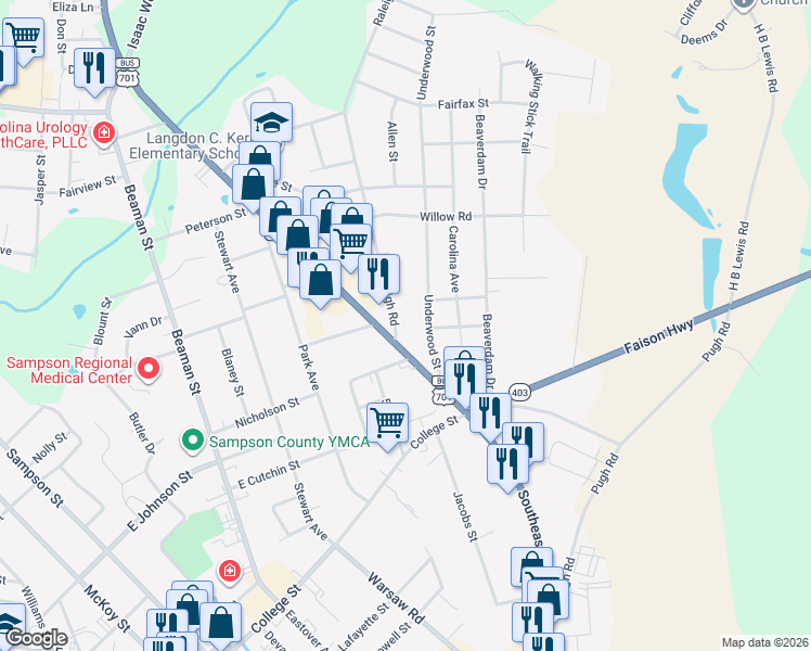 map of restaurants, bars, coffee shops, grocery stores, and more near 202 Northeast Boulevard in Clinton