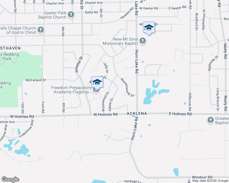 map of restaurants, bars, coffee shops, grocery stores, and more near 5120 Brushwood Drive in Memphis