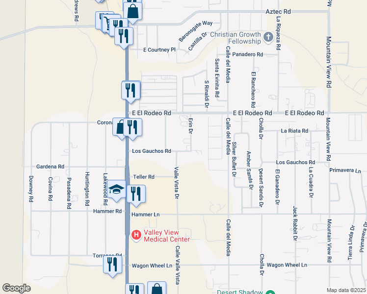 map of restaurants, bars, coffee shops, grocery stores, and more near 1620 Los Gauchos Road in Fort Mohave