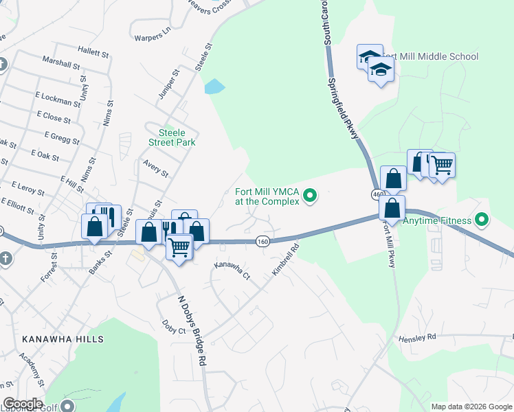 map of restaurants, bars, coffee shops, grocery stores, and more near 172 Joshua Case Court in Fort Mill
