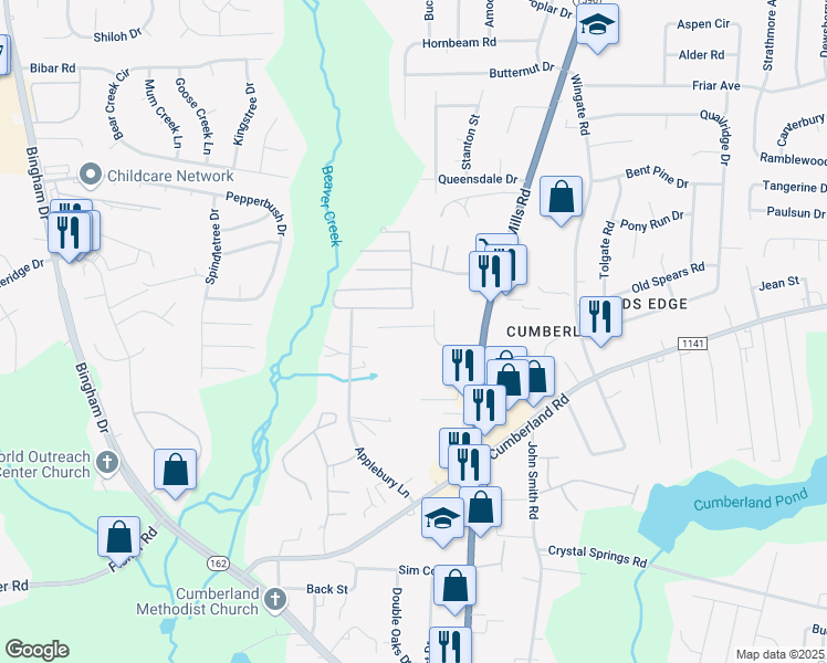 map of restaurants, bars, coffee shops, grocery stores, and more near 5205 Taraway Drive in Fayetteville