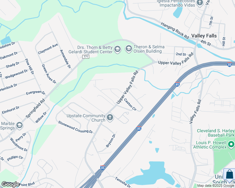 map of restaurants, bars, coffee shops, grocery stores, and more near 901-949 Upper Valley Falls Road in Boiling Springs
