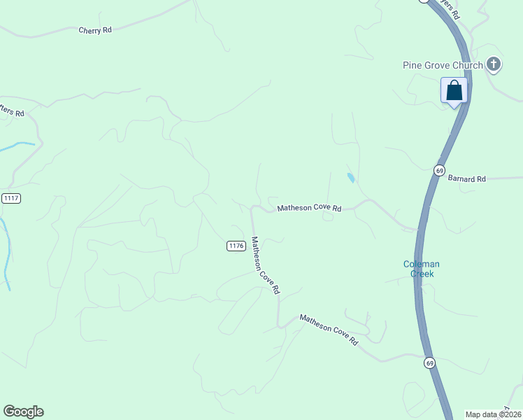 map of restaurants, bars, coffee shops, grocery stores, and more near 676 Matheson Cove Road in Hayesville