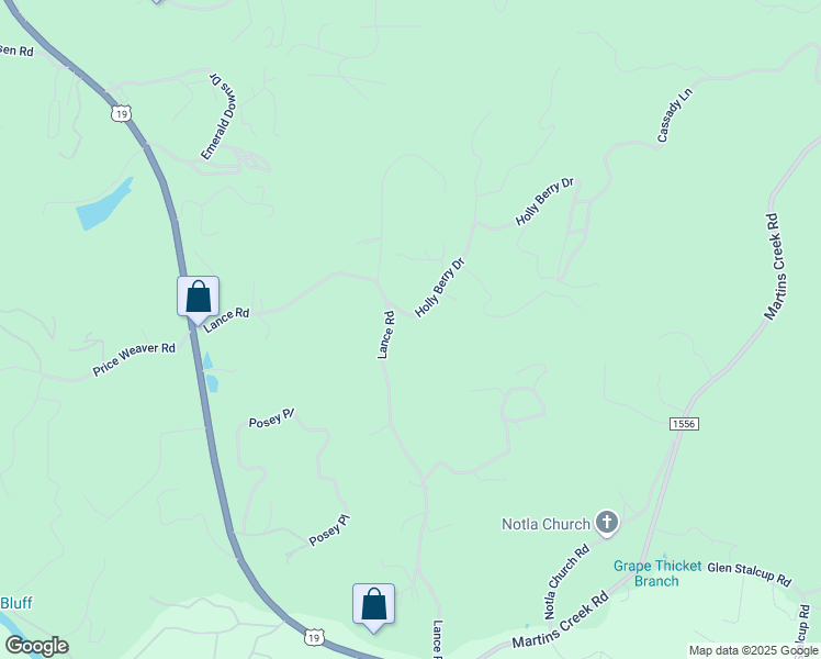 map of restaurants, bars, coffee shops, grocery stores, and more near 19 Holly Berry Drive in Murphy