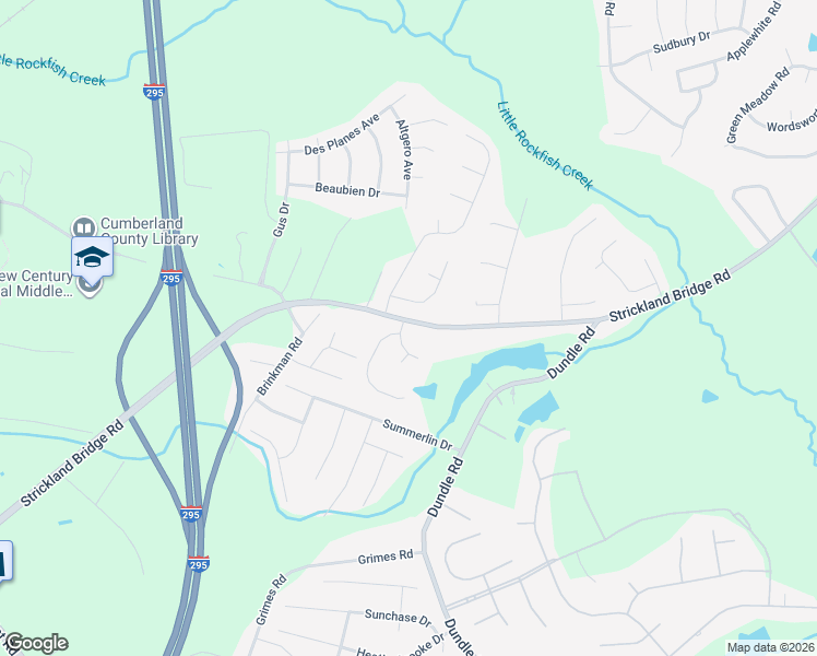 map of restaurants, bars, coffee shops, grocery stores, and more near 2801 Pardoner Place in Fayetteville