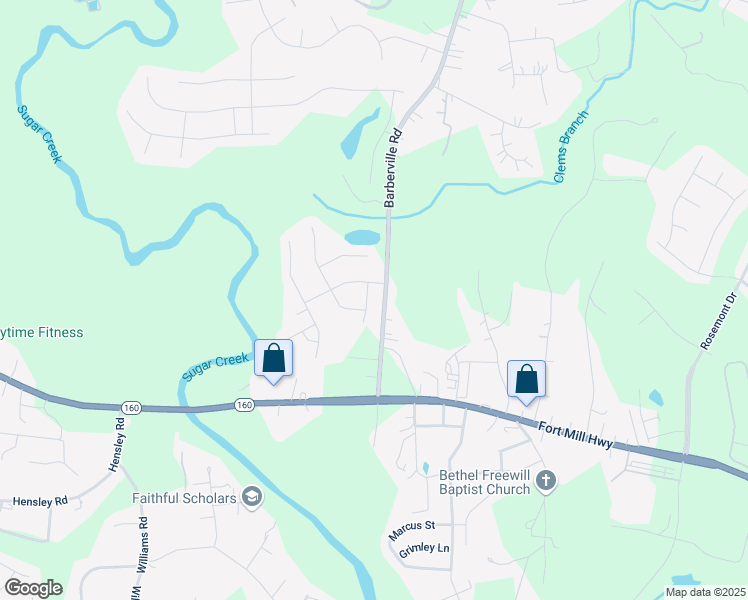 map of restaurants, bars, coffee shops, grocery stores, and more near 2018 Oliver Terrace in Indian Land