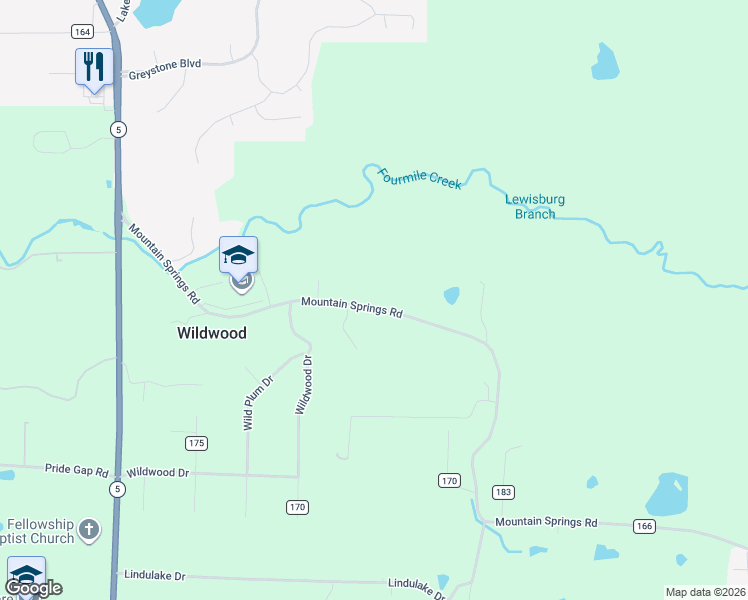 map of restaurants, bars, coffee shops, grocery stores, and more near 3188 Mountain Springs Road in Cabot