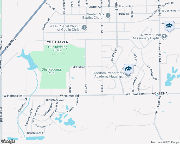 map of restaurants, bars, coffee shops, grocery stores, and more near 5078 Ford Road in Memphis