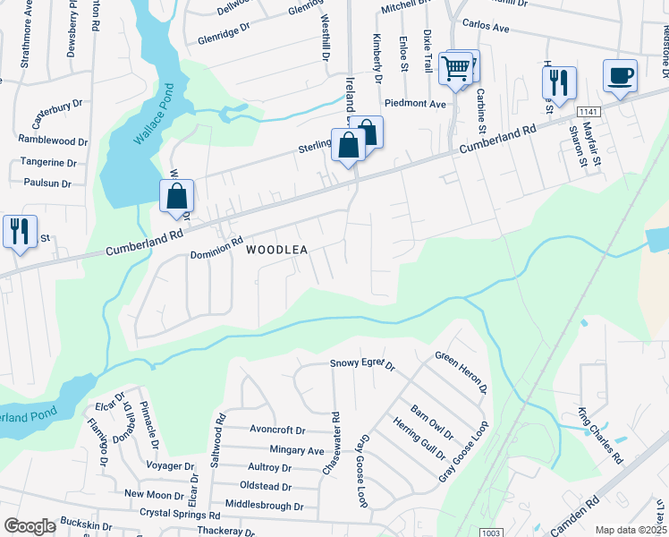 map of restaurants, bars, coffee shops, grocery stores, and more near 2605 Pine Springs Drive in Fayetteville
