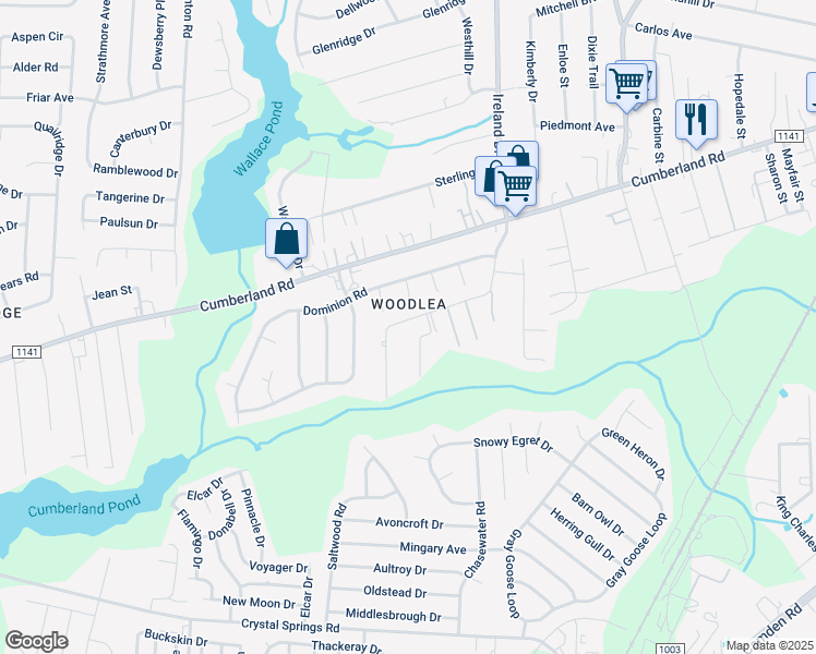 map of restaurants, bars, coffee shops, grocery stores, and more near 2717 Pine Springs Drive in Fayetteville