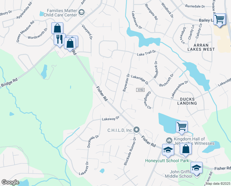 map of restaurants, bars, coffee shops, grocery stores, and more near 2182 Spokane Road in Fayetteville