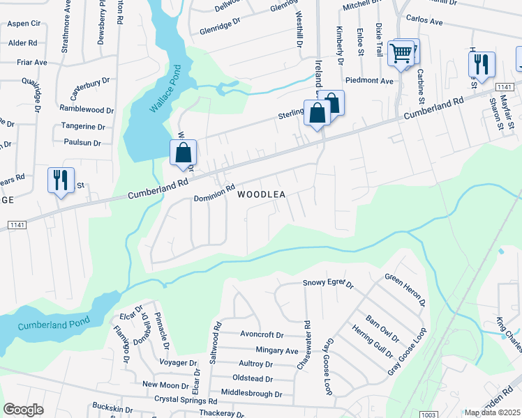 map of restaurants, bars, coffee shops, grocery stores, and more near 2717 Pine Springs Drive in Fayetteville