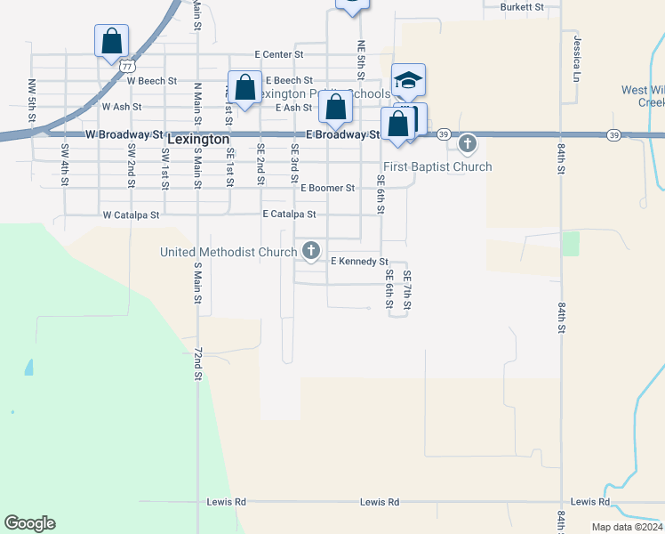 map of restaurants, bars, coffee shops, grocery stores, and more near 500 East Kennedy Street in Lexington