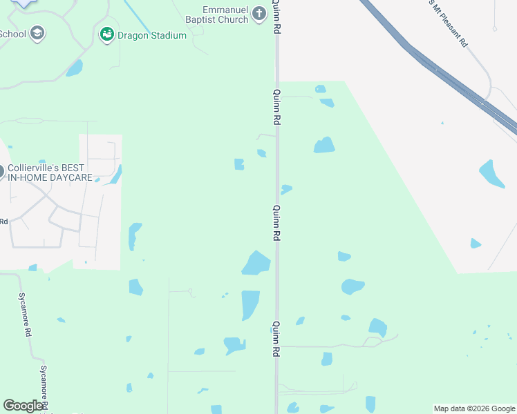 map of restaurants, bars, coffee shops, grocery stores, and more near 1275 Quinn Road in Collierville