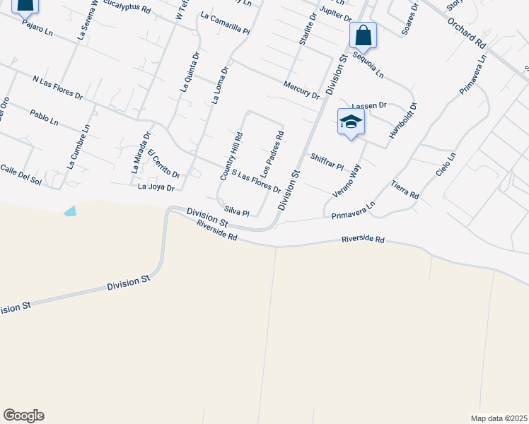 map of restaurants, bars, coffee shops, grocery stores, and more near 1655 Kirby Way in Nipomo