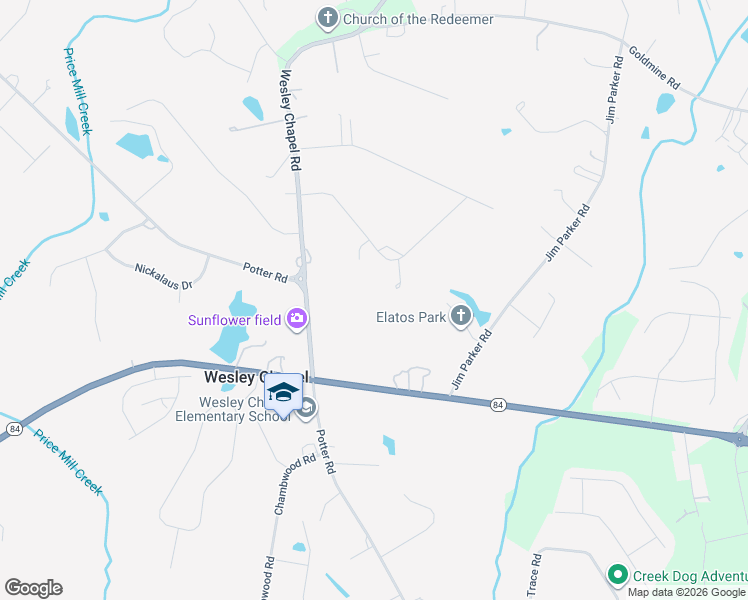 map of restaurants, bars, coffee shops, grocery stores, and more near 5708 Weddington Road in Monroe