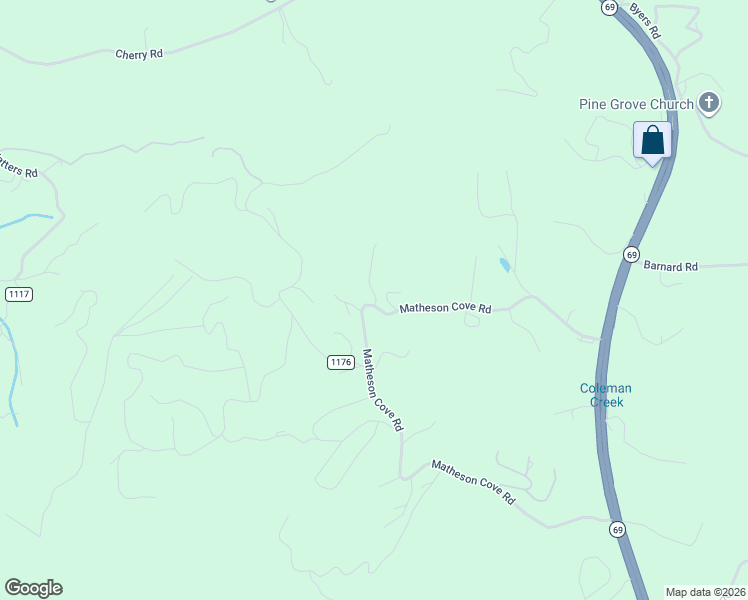map of restaurants, bars, coffee shops, grocery stores, and more near 676 Matheson Cove Road in Hayesville