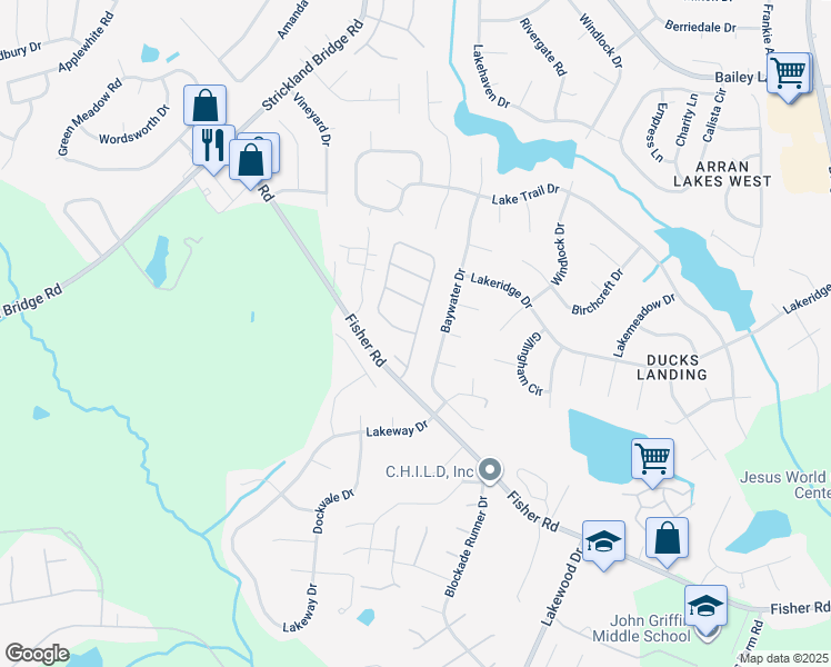 map of restaurants, bars, coffee shops, grocery stores, and more near 2178 Spokane Road in Fayetteville