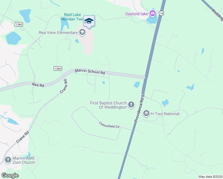 map of restaurants, bars, coffee shops, grocery stores, and more near 117 Highclere Drive in Waxhaw