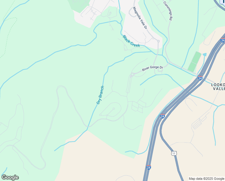 map of restaurants, bars, coffee shops, grocery stores, and more near Dry Branch Road in Chattanooga