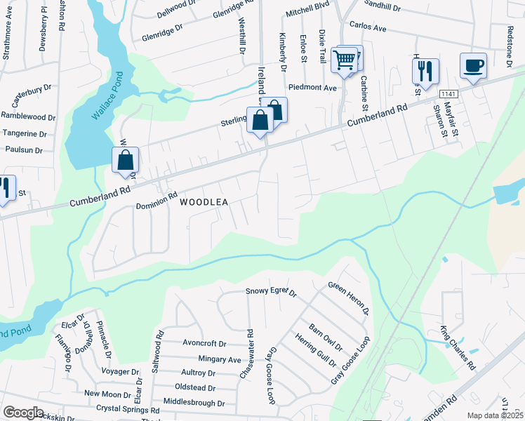 map of restaurants, bars, coffee shops, grocery stores, and more near 2605 Pine Springs Drive in Fayetteville