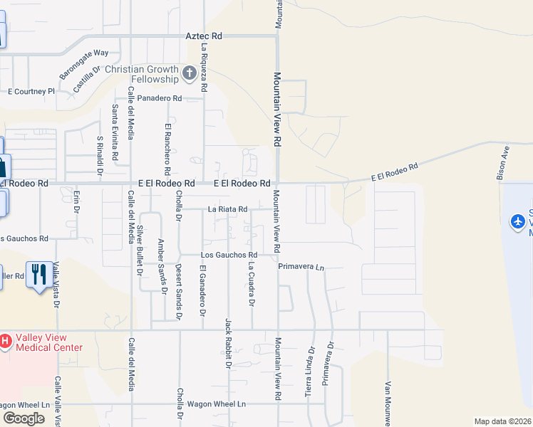 map of restaurants, bars, coffee shops, grocery stores, and more near 5065 Mountain View Road in Fort Mohave
