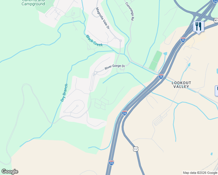 map of restaurants, bars, coffee shops, grocery stores, and more near 803 Blissfield Court in Chattanooga