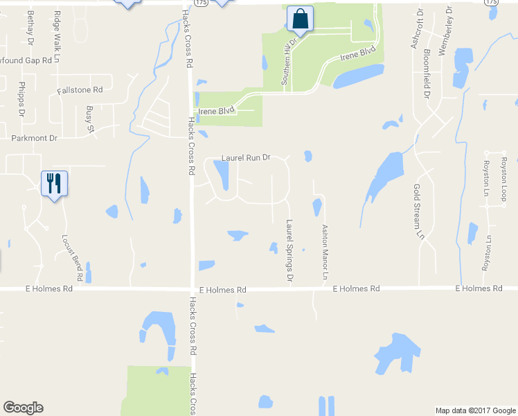 map of restaurants, bars, coffee shops, grocery stores, and more near 8149 Laurel Bend Drive in Memphis