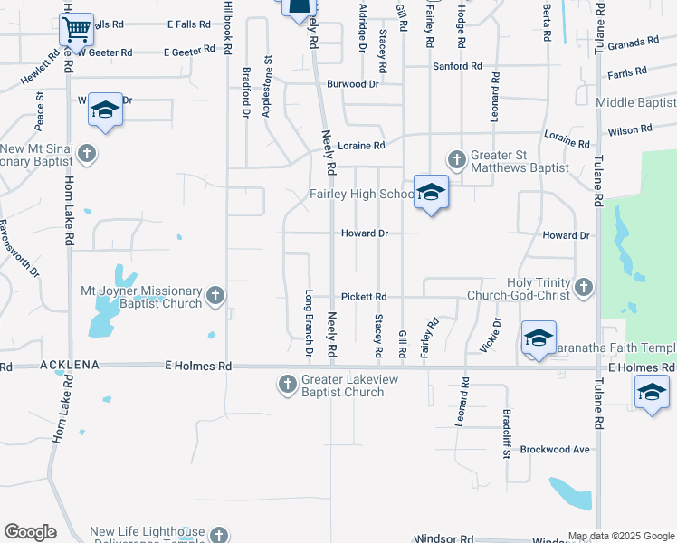 map of restaurants, bars, coffee shops, grocery stores, and more near 5068 Neely Road in Memphis